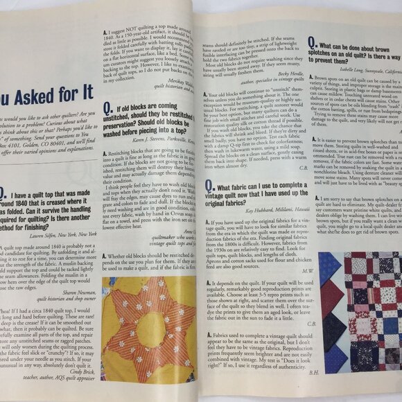 Vintage Quilters Newsletter Magazine Issue 328 December 2000 New Quilt Patterns - Picture 7 of 14